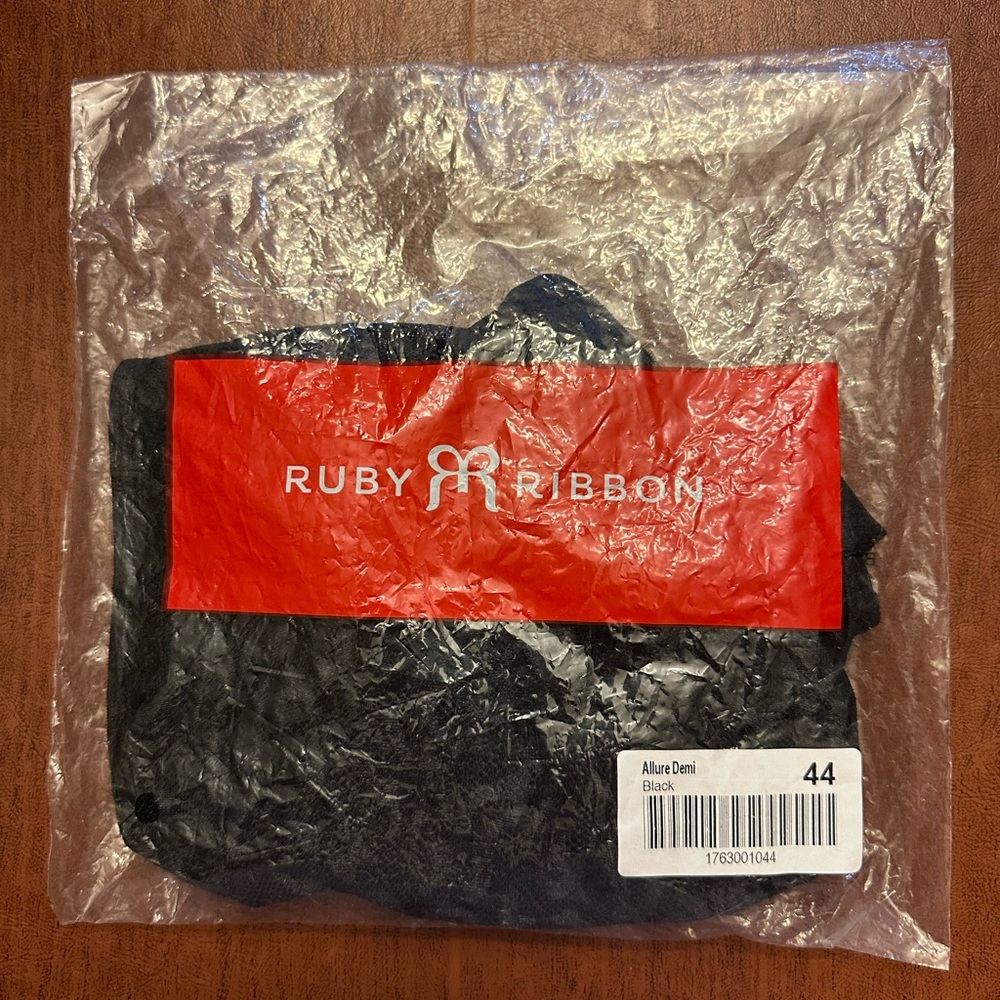 Ruby Ribbon Black Allure Demi Bra Size 42